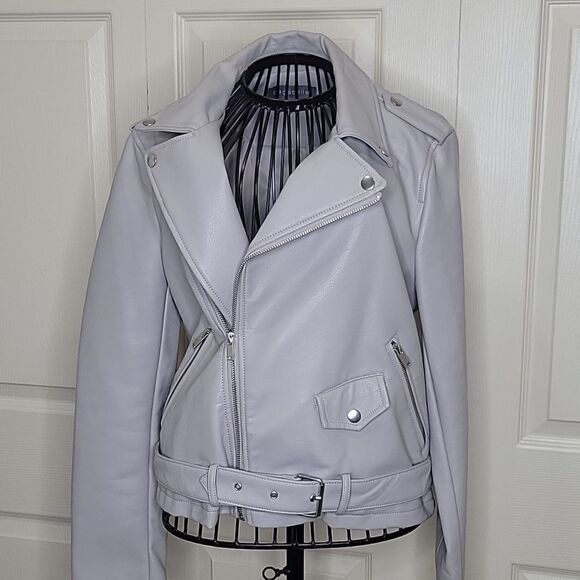 BAGATELLE Gray Faux Leather Motocycle Jacket Size Medium - Picture 10 of 10